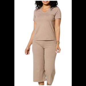 Joy Collection Women's Performance V Neck Tee w/Headband Soft Sand - Regular